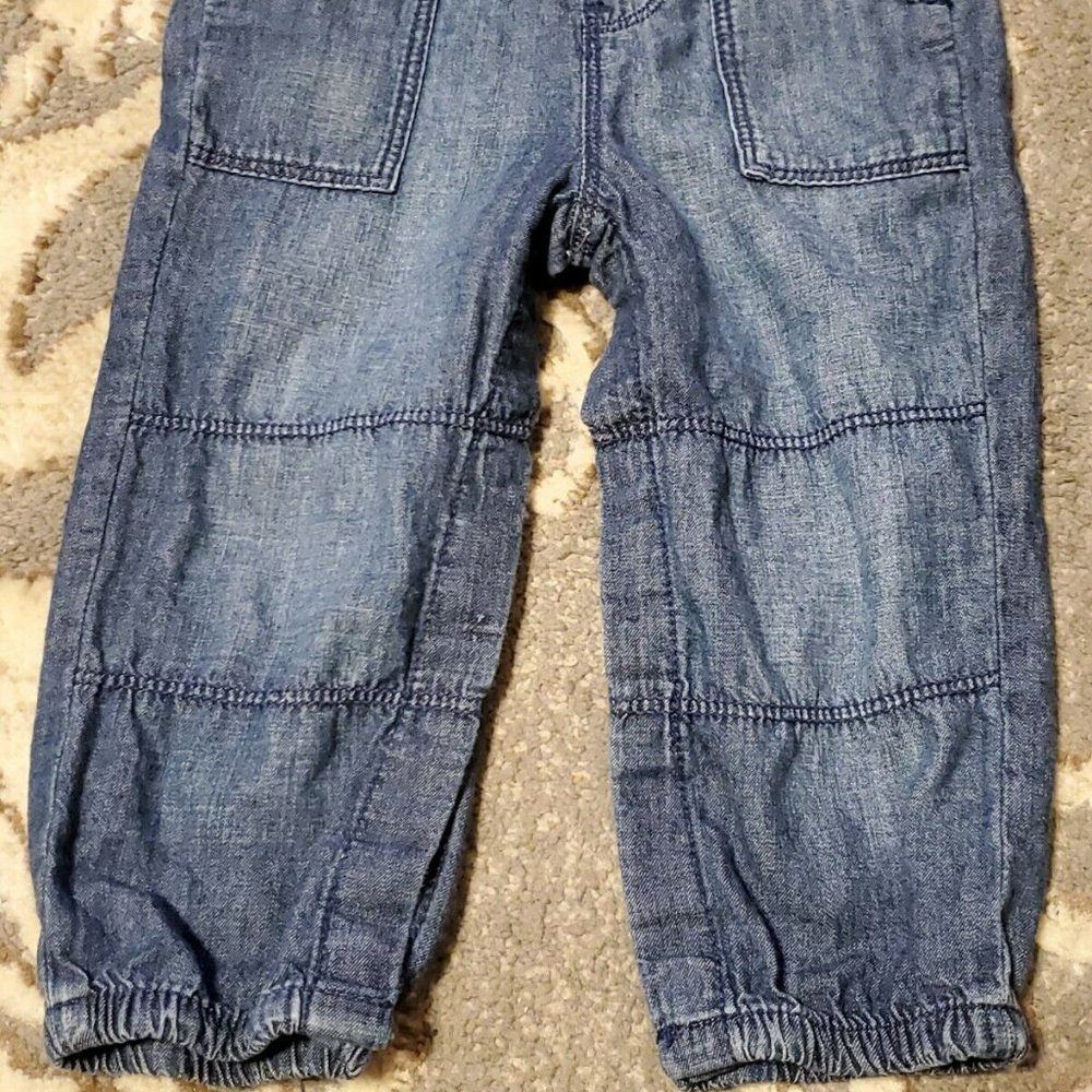 OshKosh B'gosh Vestback Chambray Denim Overalls 18 months Blue Snap Pants V3 - Picture 4 of 8